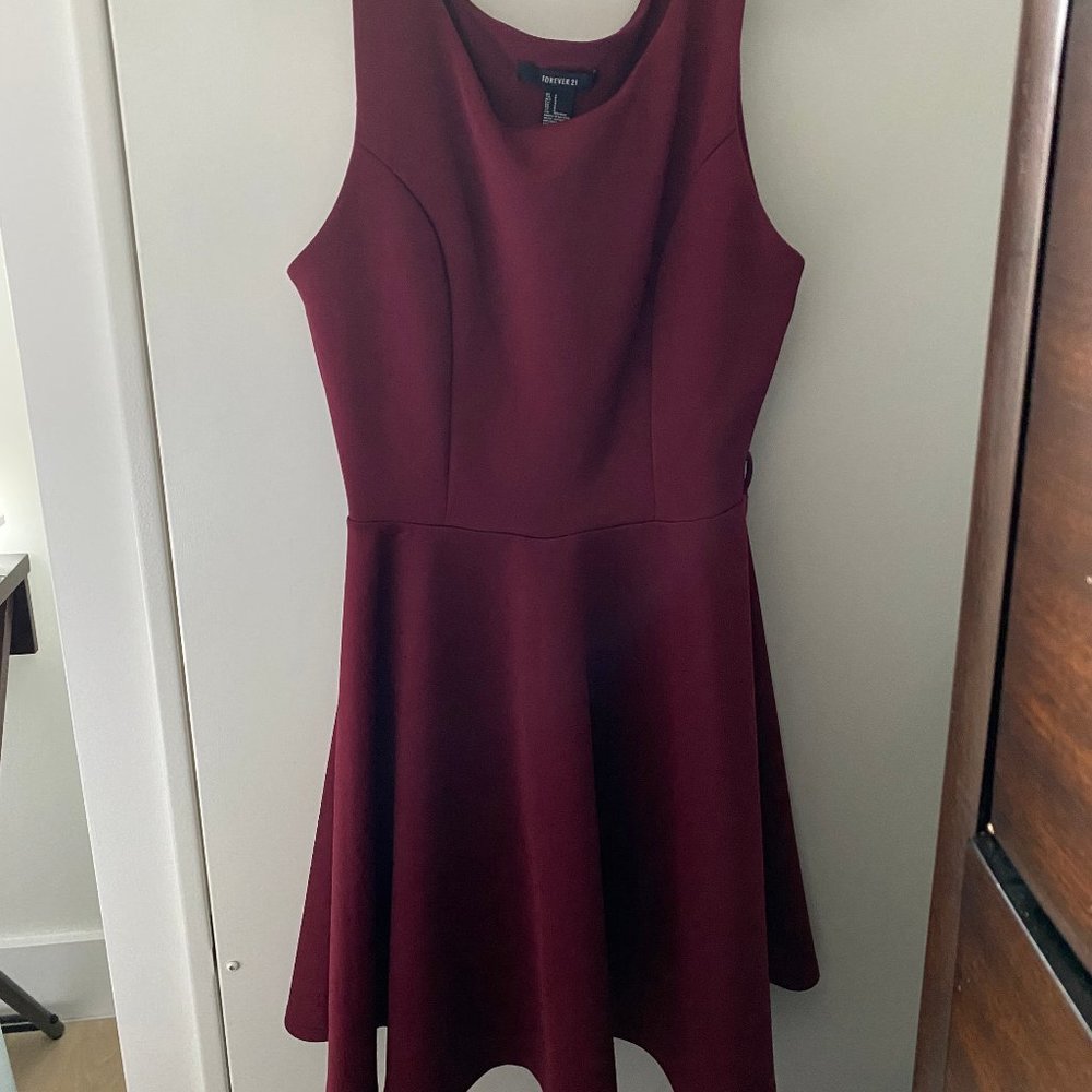 Burgundy Forever 21 skater dress Size small